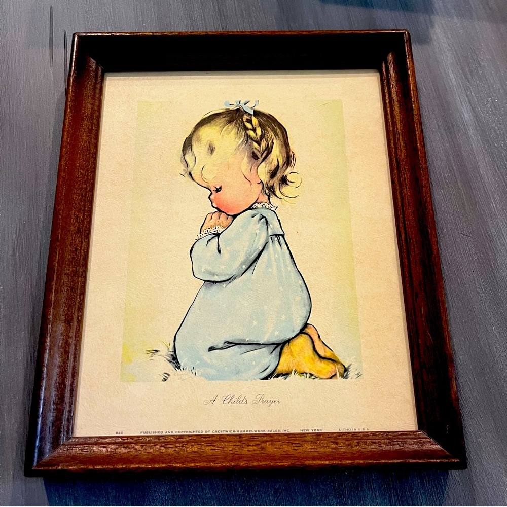 Vintage Precious Moments Praying Little Girl Wall Art
